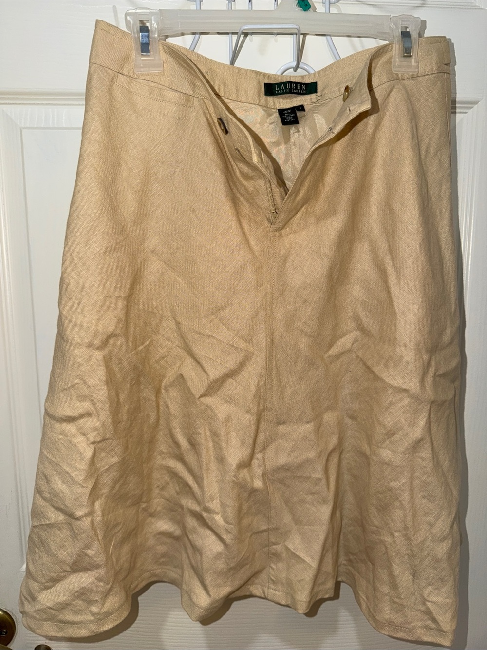 Lauren Ralph Lauren Linen Cream A-Line Skirt Size 6